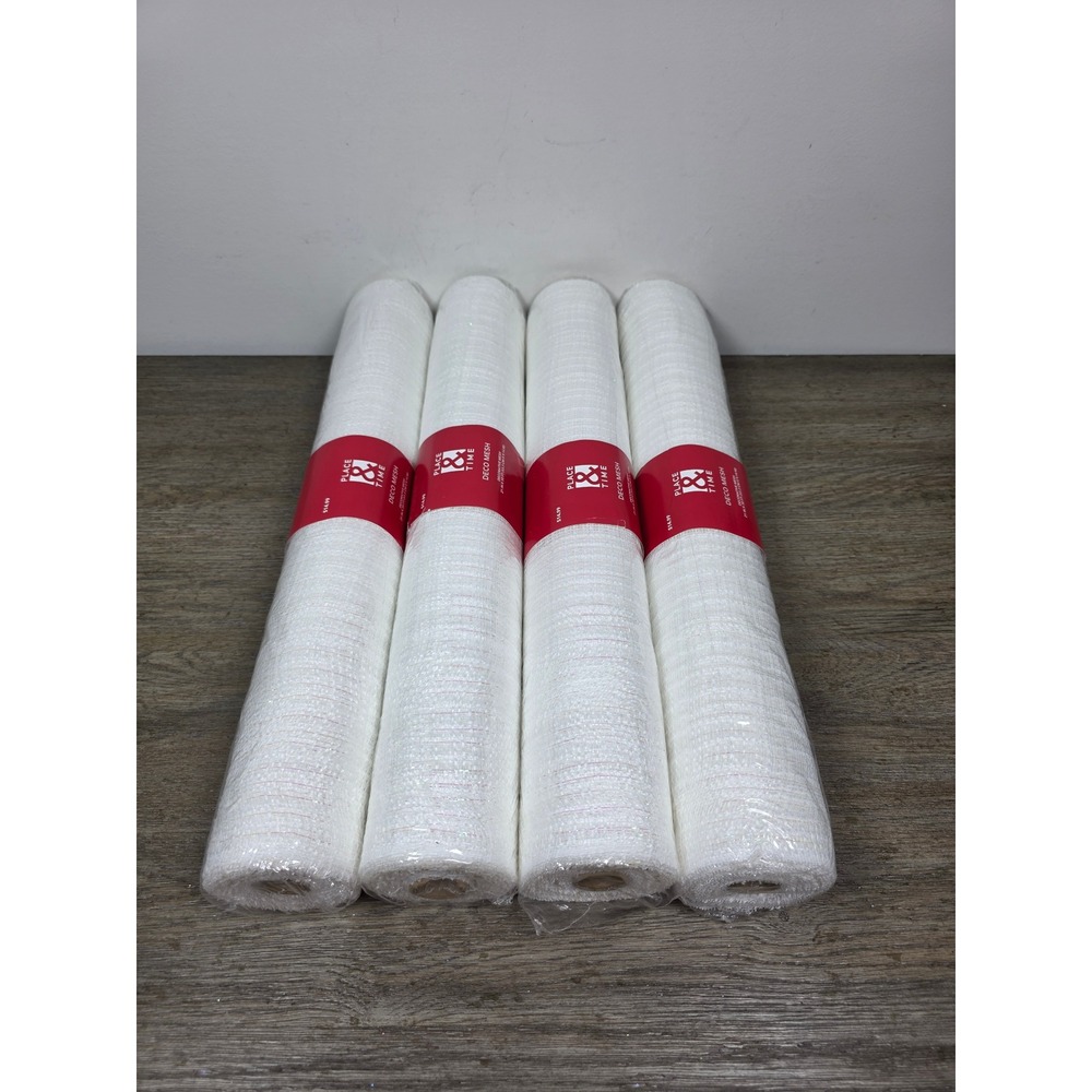 Lot of Four (4) Rolls of White Deco Mesh by Place & Time NEW